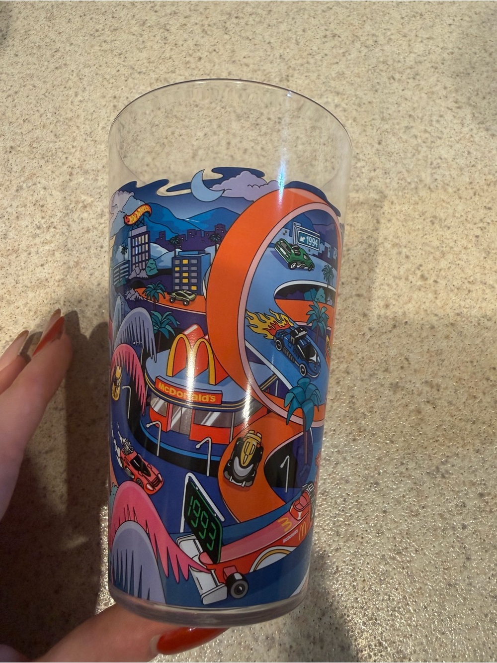 McDonald's Barbie Blue & Orange Collectible Glass